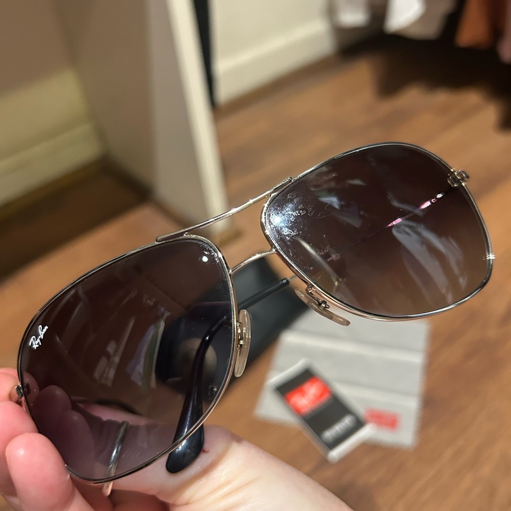 Ray-Ban Pilot 3267 sunglasses silver frames with gray gradient tinted lenses - Picture 12 of 16